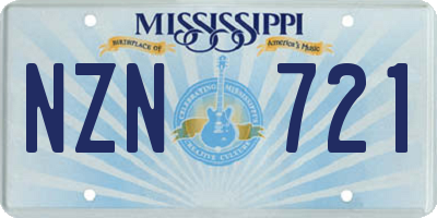 MS license plate NZN721