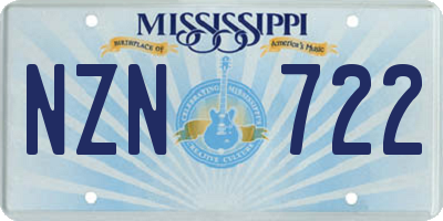 MS license plate NZN722
