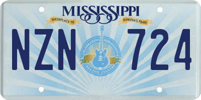 MS license plate NZN724