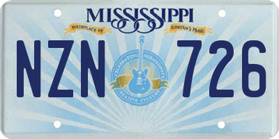 MS license plate NZN726