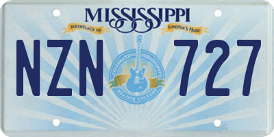 MS license plate NZN727