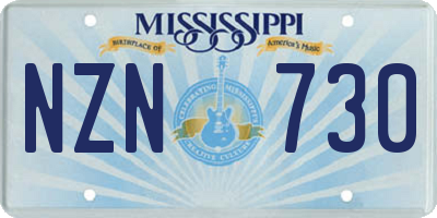 MS license plate NZN730