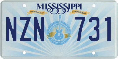 MS license plate NZN731