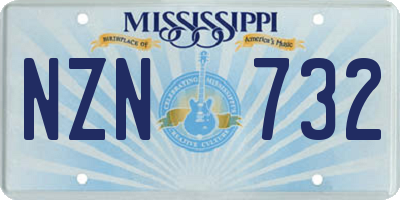 MS license plate NZN732