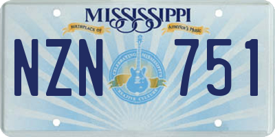 MS license plate NZN751