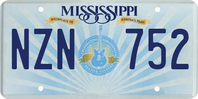 MS license plate NZN752