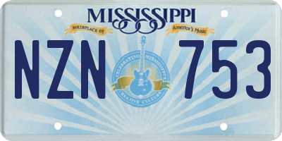 MS license plate NZN753