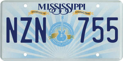 MS license plate NZN755