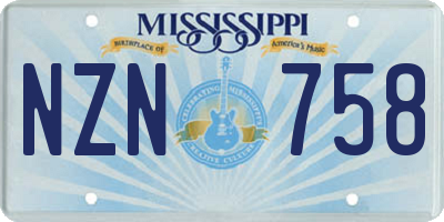 MS license plate NZN758