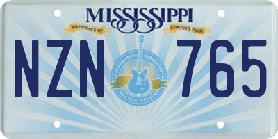 MS license plate NZN765