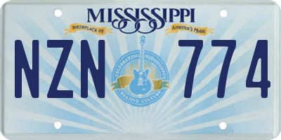 MS license plate NZN774
