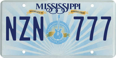 MS license plate NZN777