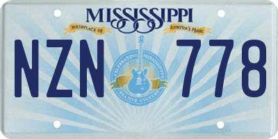 MS license plate NZN778