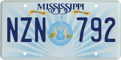 MS license plate NZN792