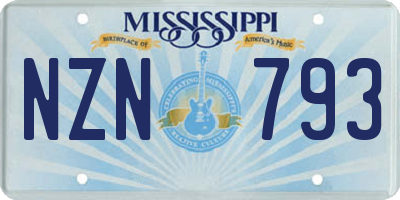 MS license plate NZN793
