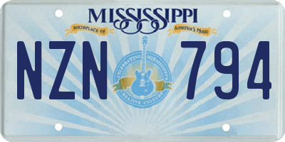 MS license plate NZN794