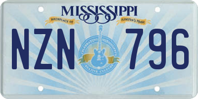 MS license plate NZN796