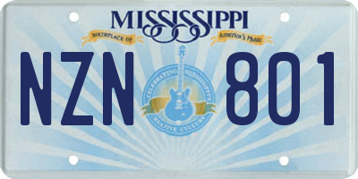 MS license plate NZN801