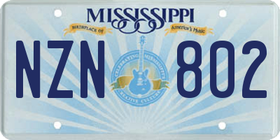 MS license plate NZN802