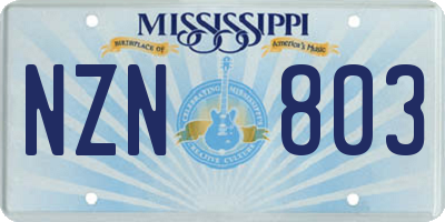 MS license plate NZN803
