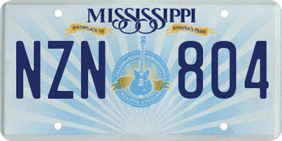 MS license plate NZN804