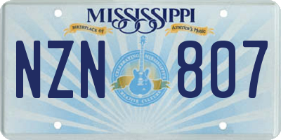 MS license plate NZN807