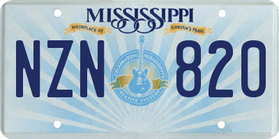 MS license plate NZN820
