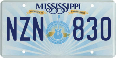MS license plate NZN830