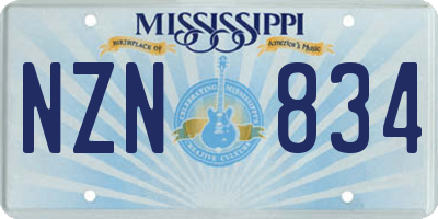 MS license plate NZN834
