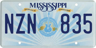 MS license plate NZN835