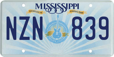 MS license plate NZN839