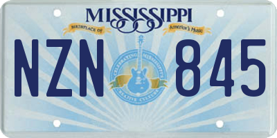 MS license plate NZN845