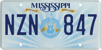 MS license plate NZN847