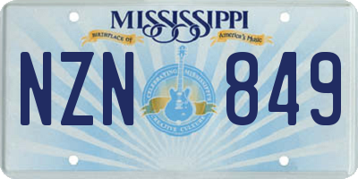 MS license plate NZN849