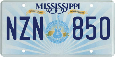 MS license plate NZN850