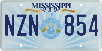 MS license plate NZN854