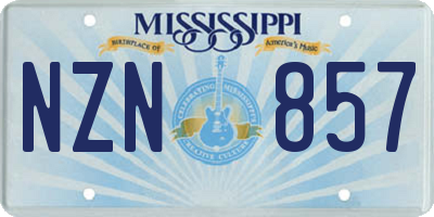 MS license plate NZN857