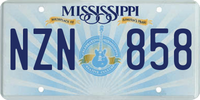MS license plate NZN858