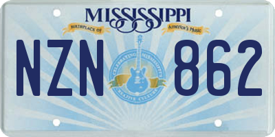 MS license plate NZN862