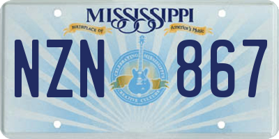MS license plate NZN867