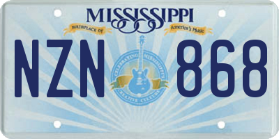 MS license plate NZN868