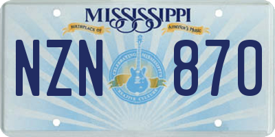 MS license plate NZN870