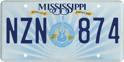 MS license plate NZN874