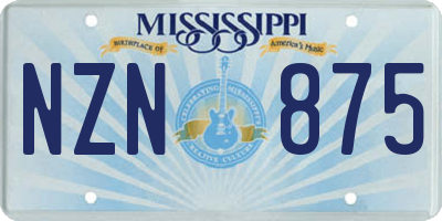 MS license plate NZN875