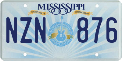 MS license plate NZN876