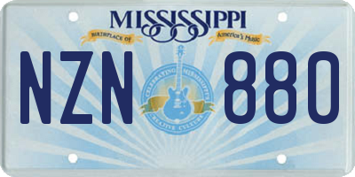 MS license plate NZN880