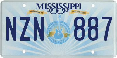 MS license plate NZN887