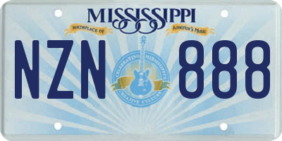 MS license plate NZN888