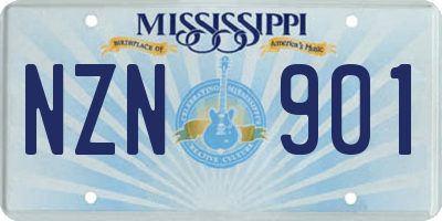 MS license plate NZN901