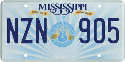 MS license plate NZN905
